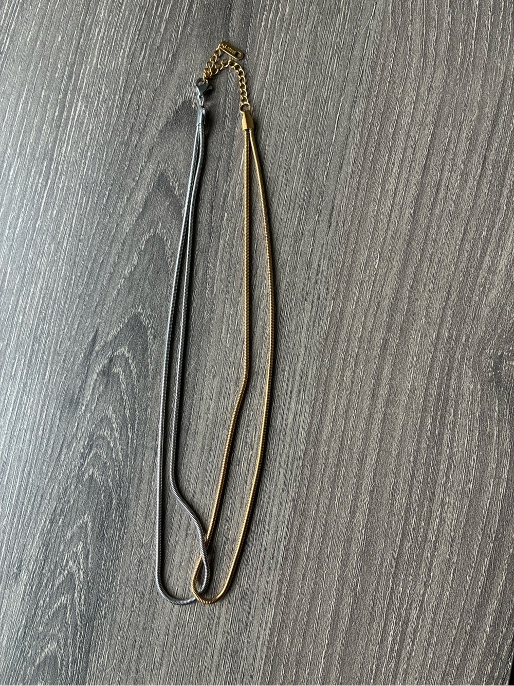 Dual-Chain Layered Necklace in Silver and Gold